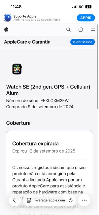 Apple Watch SE - 2.ª geração (GPS + Cellular) 40 mm