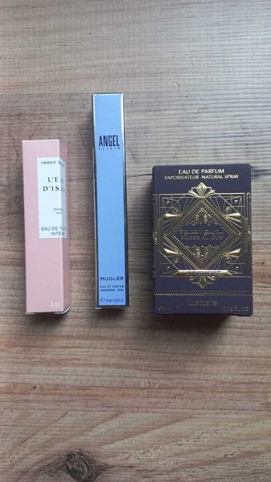Zestaw miniaturek perfum Issey Miyake, Mugler, perfumy arabskie