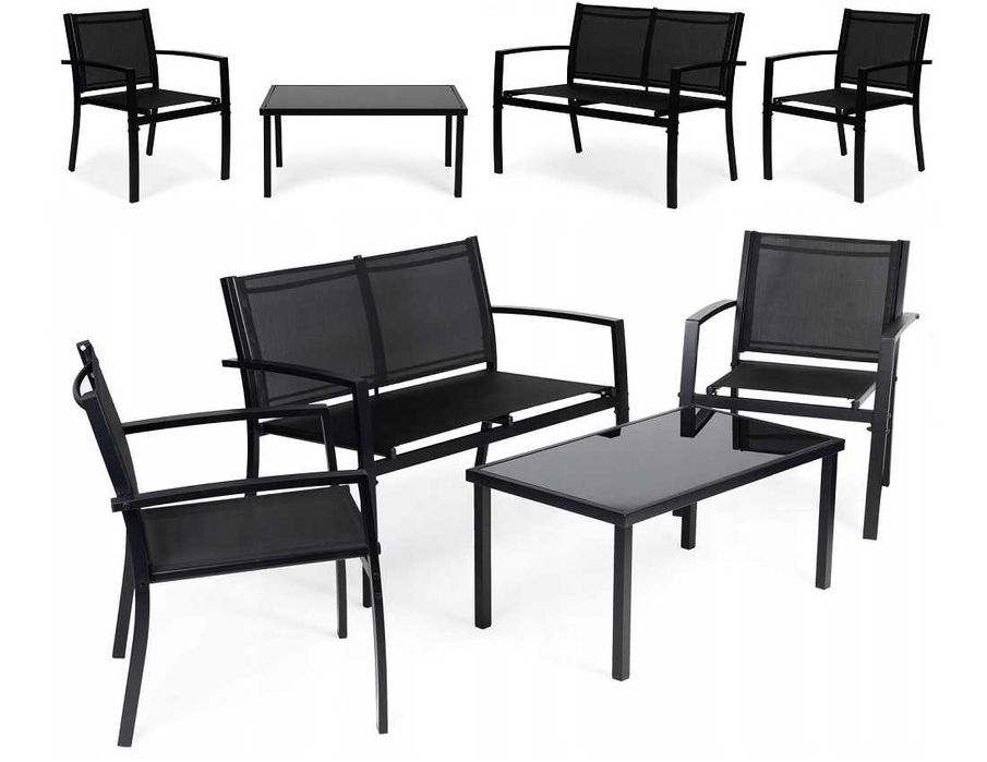 MEBLE OGRODOWE taras balkon zestaw - stół ławka 2xfotele WIELOSEZONOWE