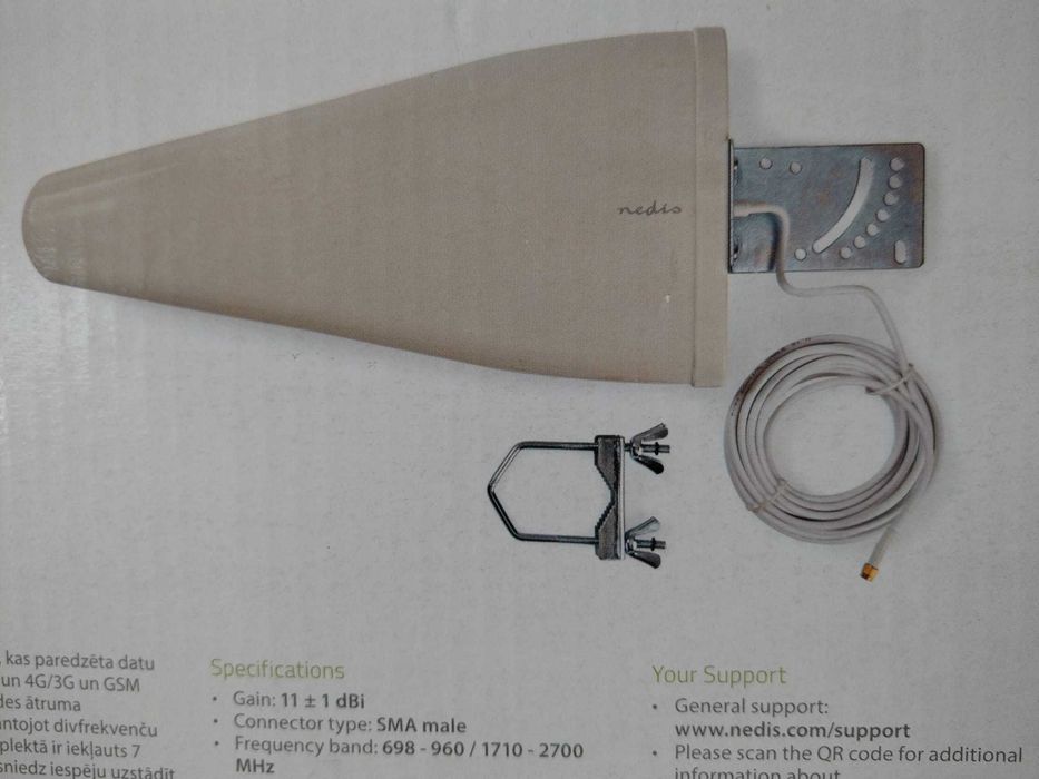 Nedis Antena 3G/4G/GSM Amplificada C/ Cabo 7m IP65 (NOVO)