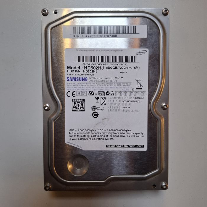 Dysk HDD Samsung 500Gb HD502HJ SATA 7200rpm