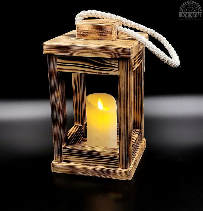 Drewniany lampion latarenka boho DIY