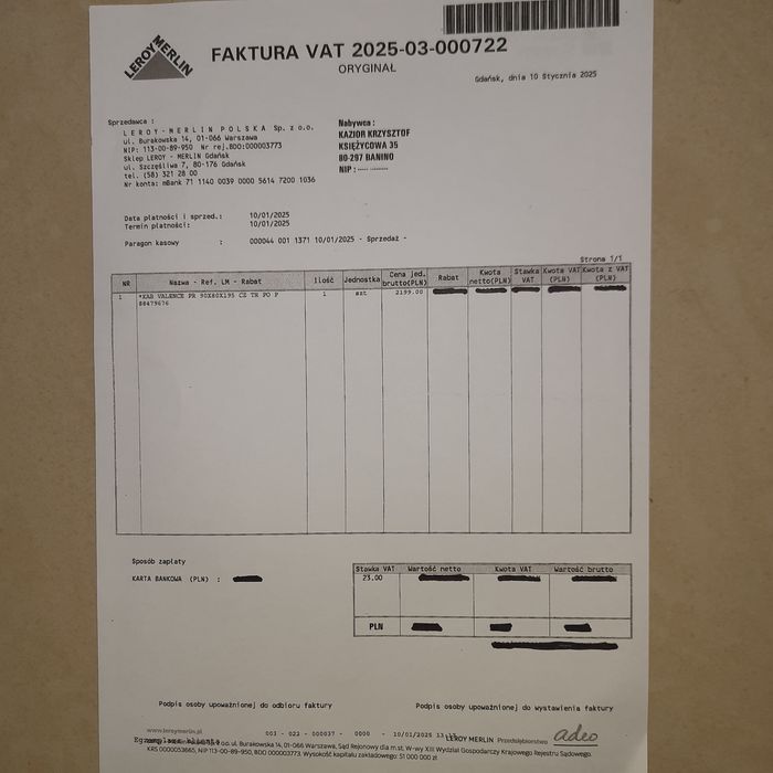 Kabina prysznicowa prawa 90x80 czarna nowa z Leroy