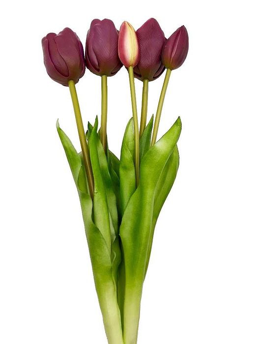 Tulipan sztuczny tulipany silikonowe bukiet 5 sztuk FIOLETOWE 44cm