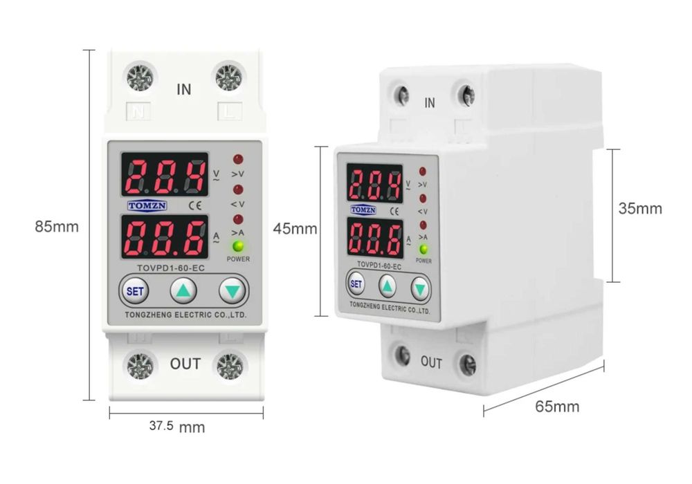 TOMZN Реле контролю напруги на 40 / 63 / 80 Aмпер