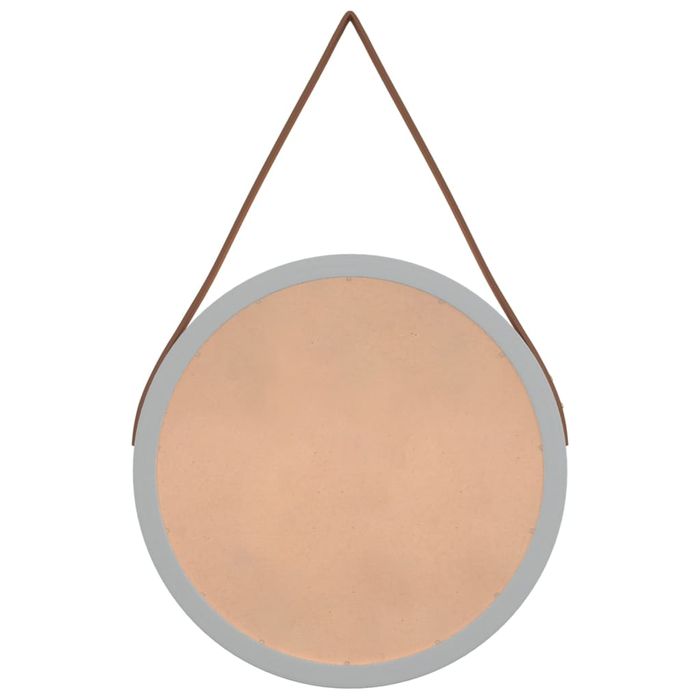 Vidaxl Lustro Ścienne Na Pasku, Srebrne, Ø35 Cm