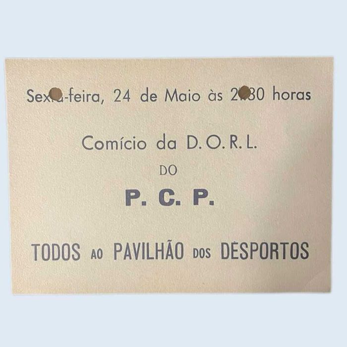 Folheto Comício da DORL do PCP Pavilhão dos Desportos