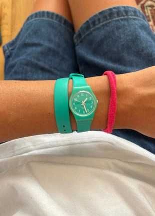 Relógio Swatch Lady Double Wrap Verde Água / Turquesa (Sem pilha)