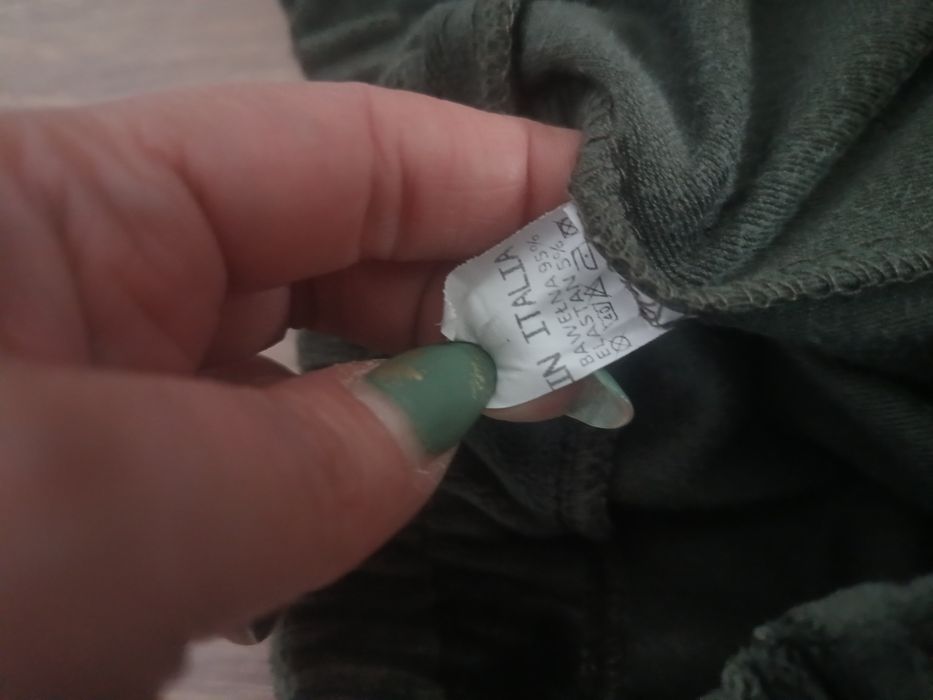 Dres komplet zestaw welurowy bluza spodnie khaki bawełna