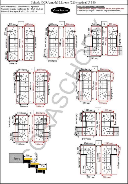 Schody Drewniane Zabiegowe DUDA Model MONTANA 200 Vertical L90 12 elem.