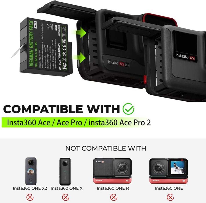 Akcesoria zamienne do baterii Adicop Insta 360 Ace Pro 2, zestaw