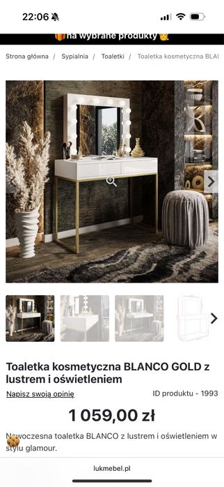 Toaletka z lustrem led