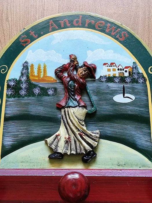 Cabide de parede inglês pintado à mão St. Andrews Golf Club