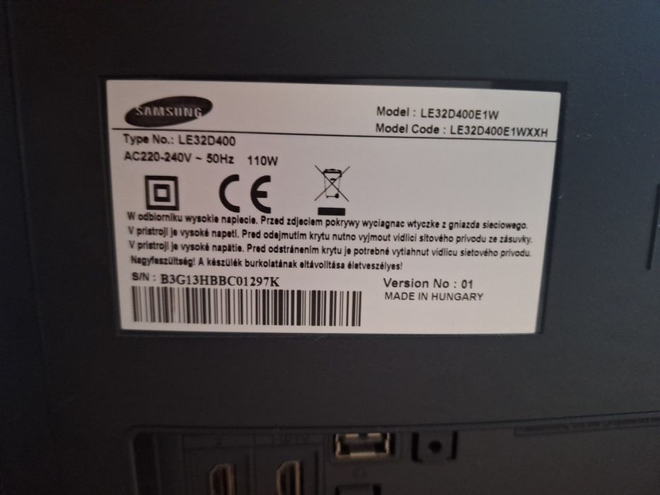 Samsung LE32D400E1W 32" – sprawny, pilot