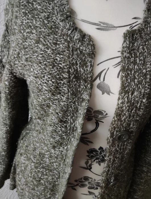 Ciepły zielony kardigan 42 XL Papaya sweter damski