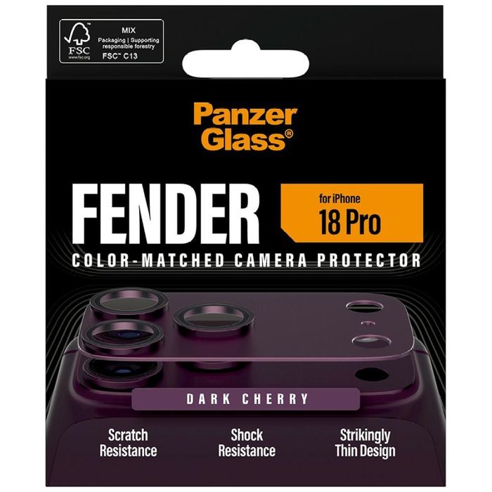 Szkło hartowane na obiektyw PanzerGlass  Fender Camera Protector do iPhone 18 Pro wiśniowy