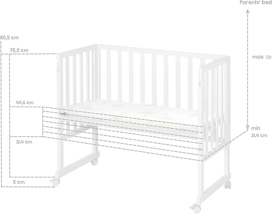 roba Berço Colecho 45 x 90 cm Safe Asleep 3 em 1 - Altura ajustável