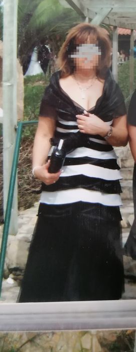 Vestido preto e branco riscas casamento