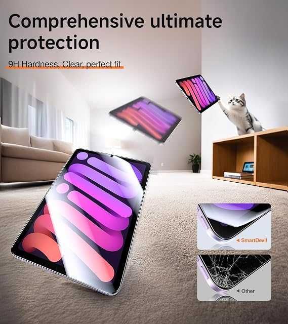 Szkło hartowane SMARTDEVIL iPad mini 7/6 (8,3 cala, 2024/2021) twardość 9H