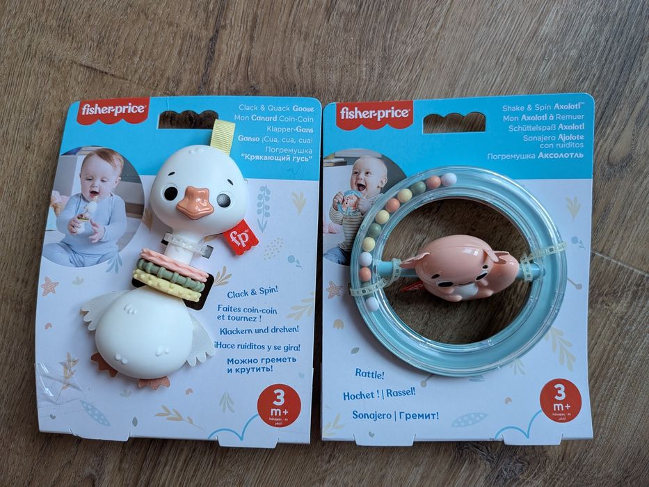Zabawki dla dzieci - Grzechotki Fisher Price Gęś i Aksolotl