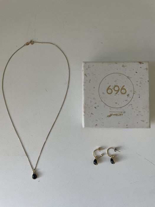 Zestaw 696 jewelry pozłacany ze Spinelem