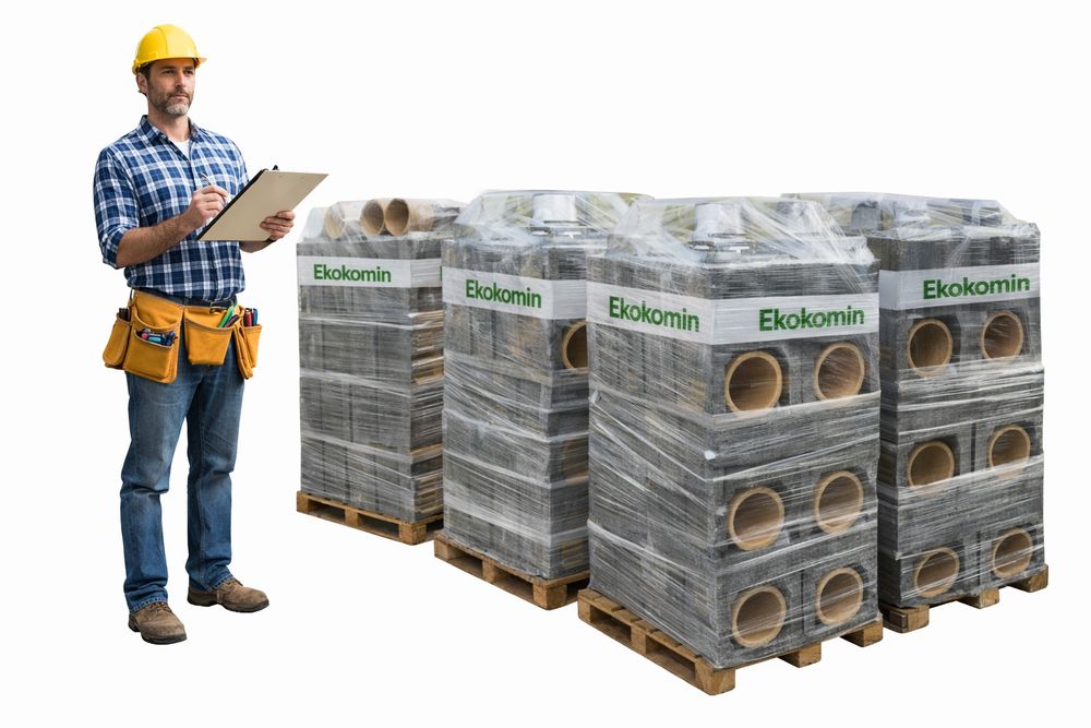 Komin systemowy ceramiczny fi200 z wentylacja. Izolowany