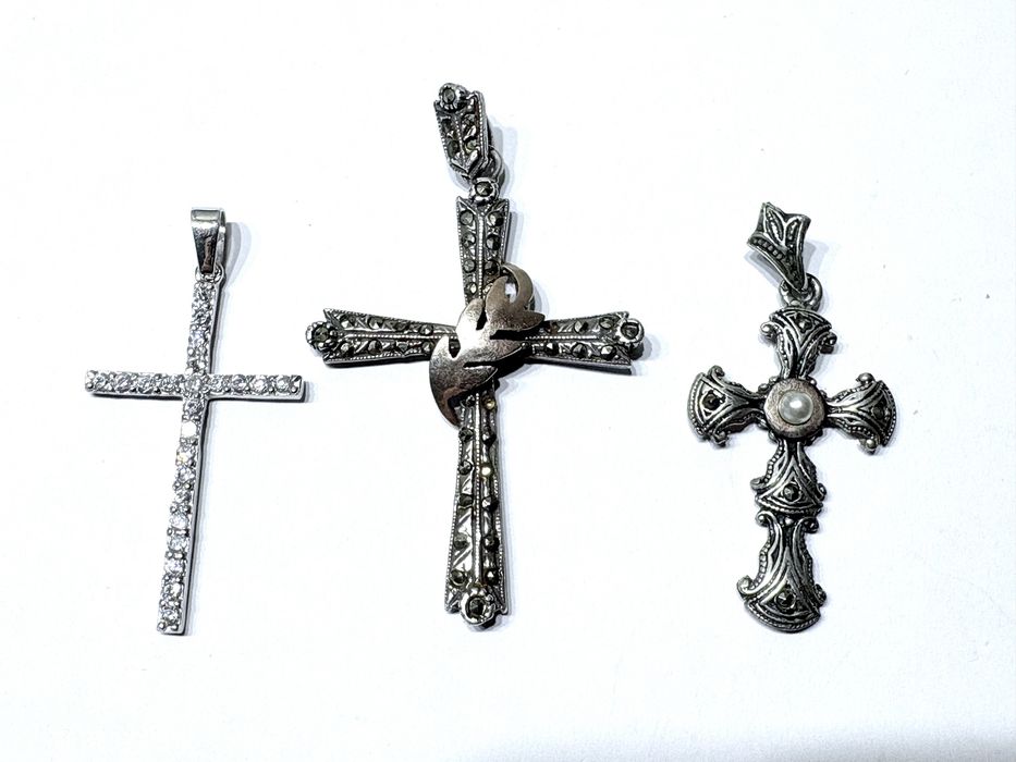 Lindos pendentes crucifixos vintage em prata portuguesa contrastada - preços individuais !!!