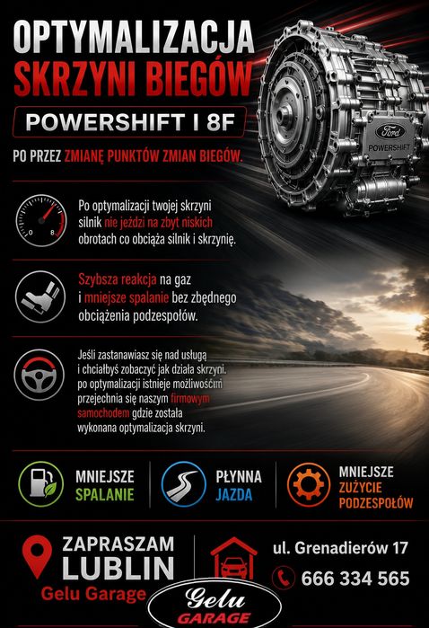 Optymalizacja punktów przełożeń Powershift 2 I 8F  aktualizacja skrzyni Edge Mondeo Smax II Galaxy mk4 Kuga