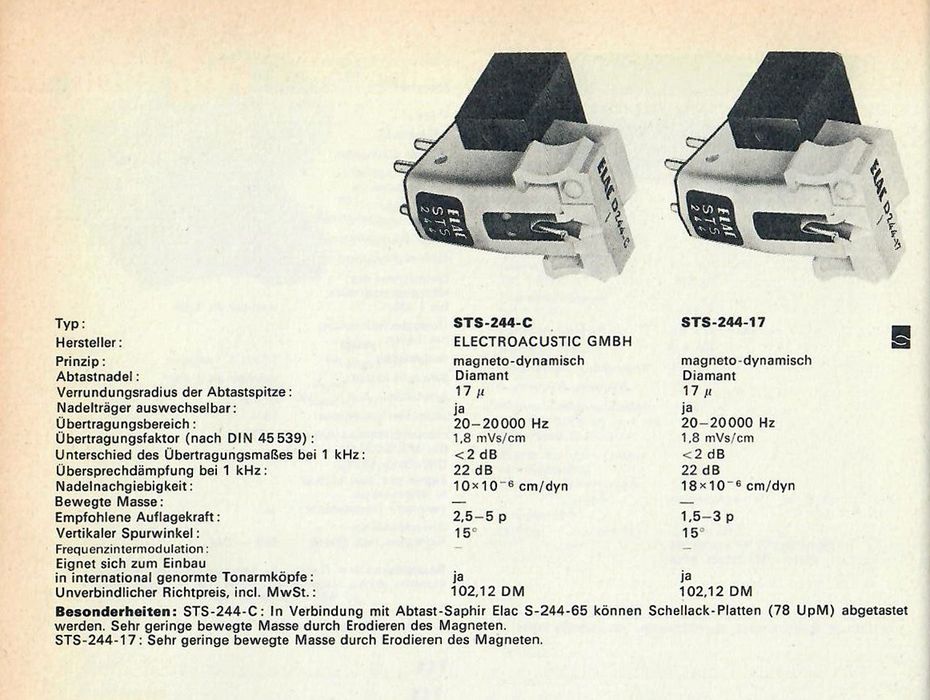 Wkładka gramofonowa ELAC STS 244-17 z igłą D 344-17