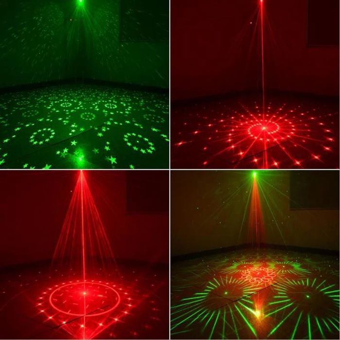 Projetor de luz e laser multi cores para festas com comando remoto