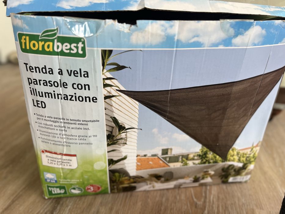 Toldo vela com luzes led exterior novo!