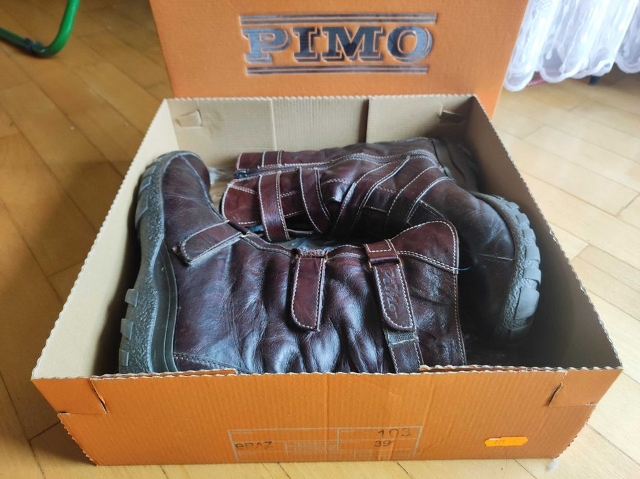 Buty botki brązowe nr 39 skórzane PIMO