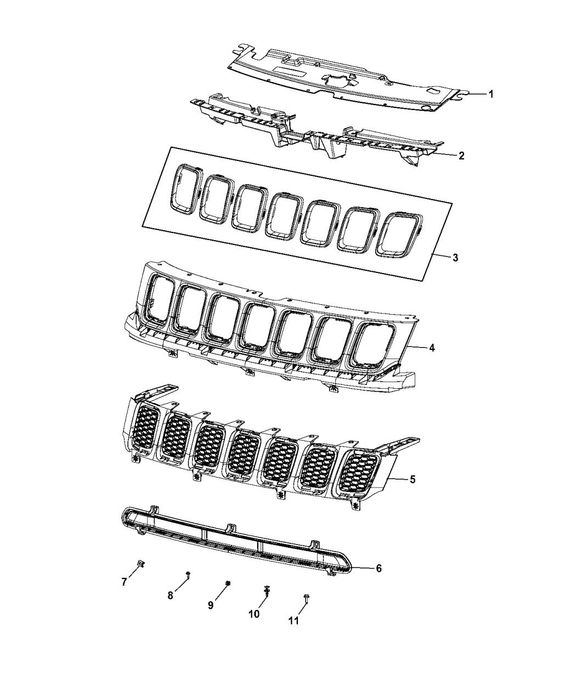 68405259AA кольца гриль решітка  в сборі Jeep Compass 17+