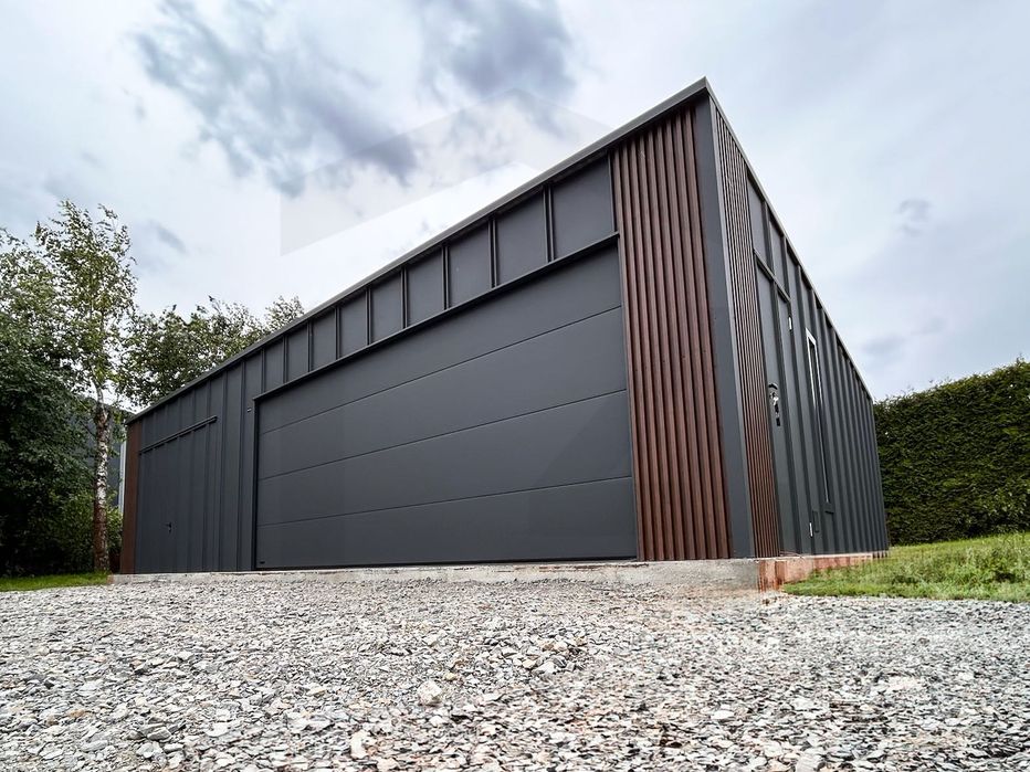 Garaż blaszany CAŁA POLSKA 6x6 9x6 8x6 6x5 6x5,8 grafit na rąbek T-PANEL