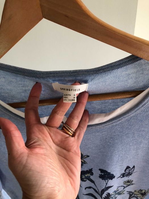 Camisola em tons de azul com flores, Springfield, Tamanho M