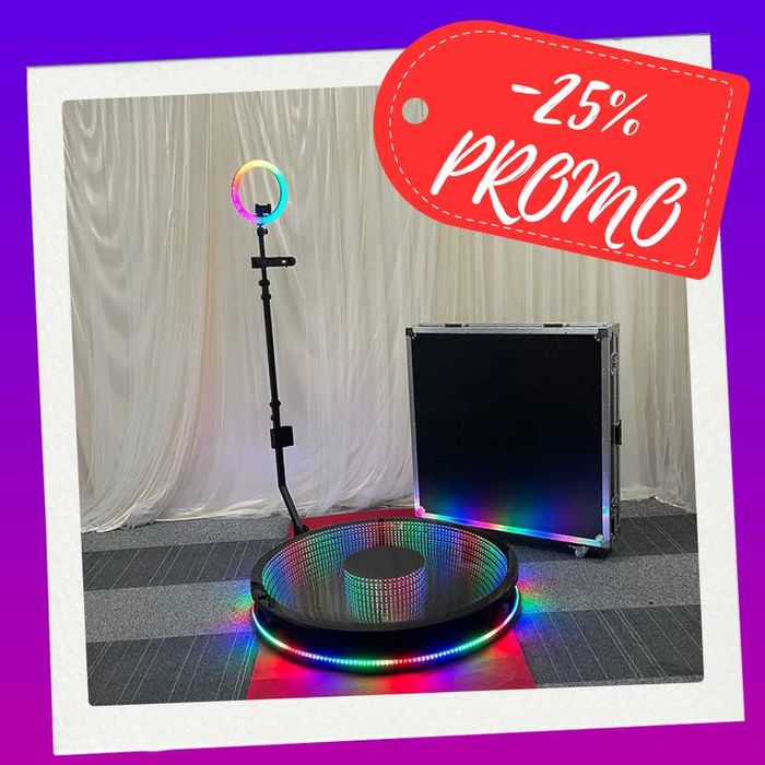 Fotobudka 360 SZKLANA LED, Wideobudka, 100 CM NOWA + walizka transpor