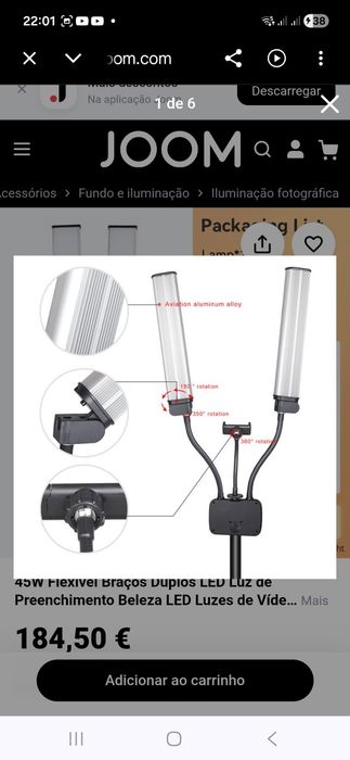 Iluminação braço duplo led