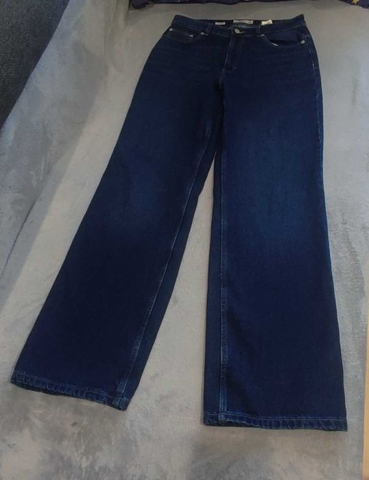 Damskie jeansy szerokie granatowe HOUSE straight 38