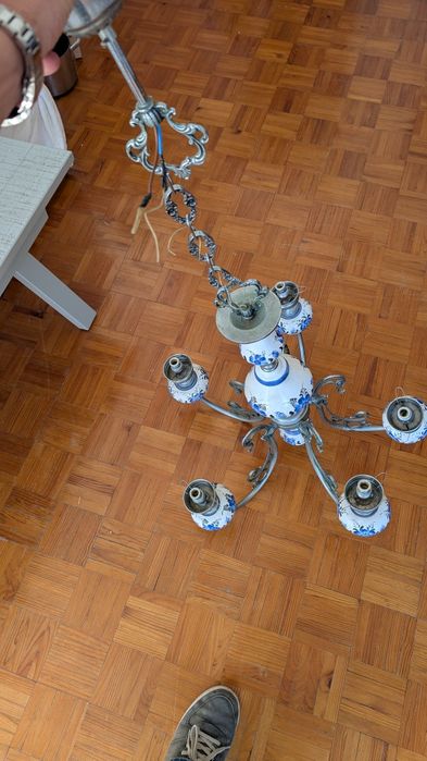Candelabro Lustre Antigo pintado á mão