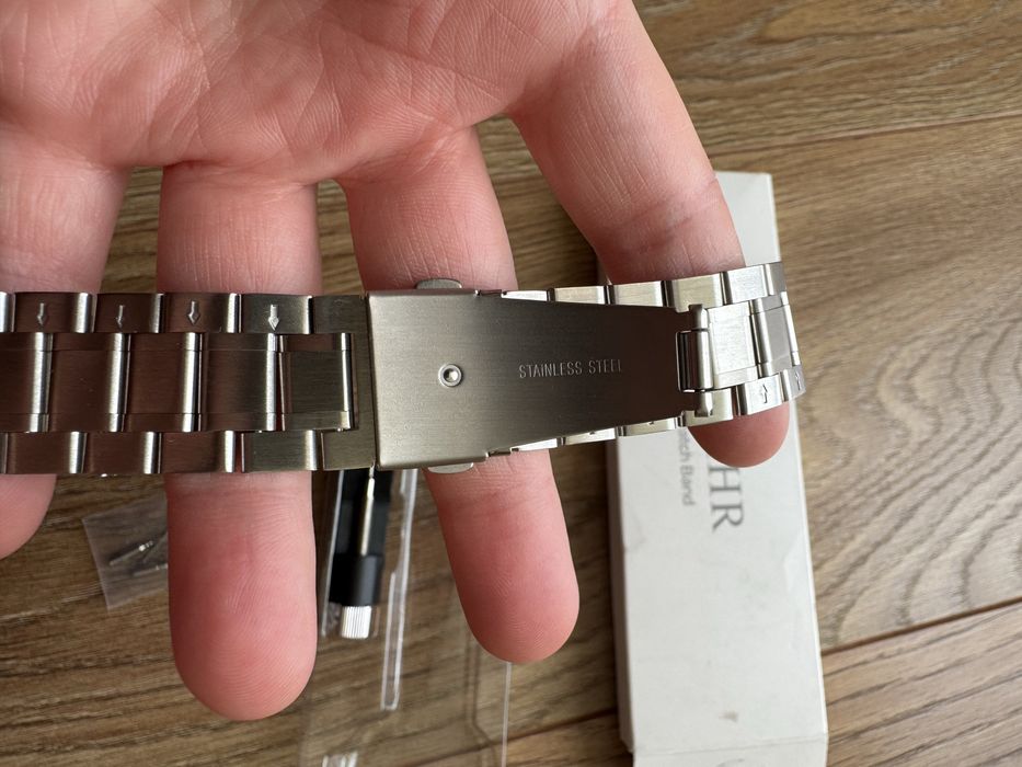 Стильний сталевий ремінець MioHHR + захисний кейс для Apple Watch (Silver/Gold)