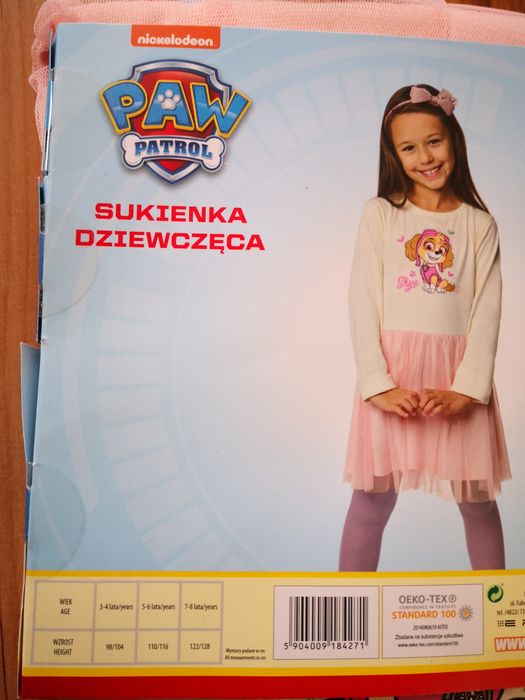 Sukienka tiulowa Psi patrol dziewczynka roz 110-116