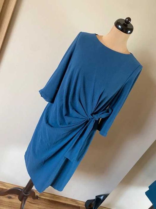 xxxl +size 44 46 midi grafit granat sukienka na wiazanie kokarda basic