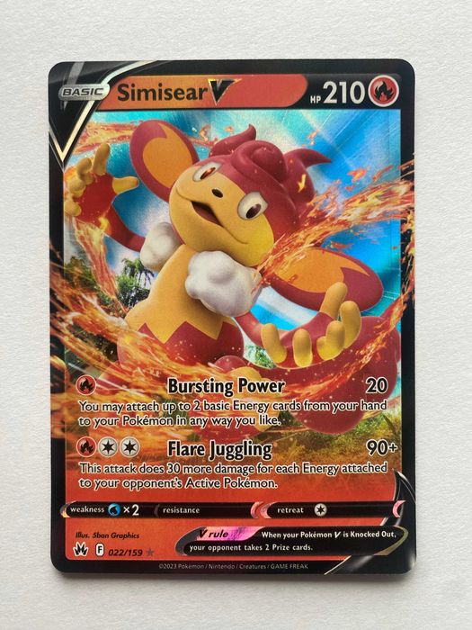 Karta Pokemon: Simisear V (CRZ 022) / Crown Zenith
