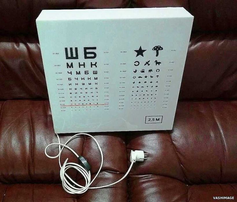 Таблиця для перевірки зору з підсвічуванням (укр алфавіт, дитячі карт)