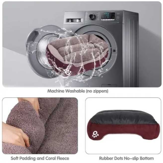 Лежанка пуф зимова м'яка для тварин котів собак р.L, чорна/сіра/зелена