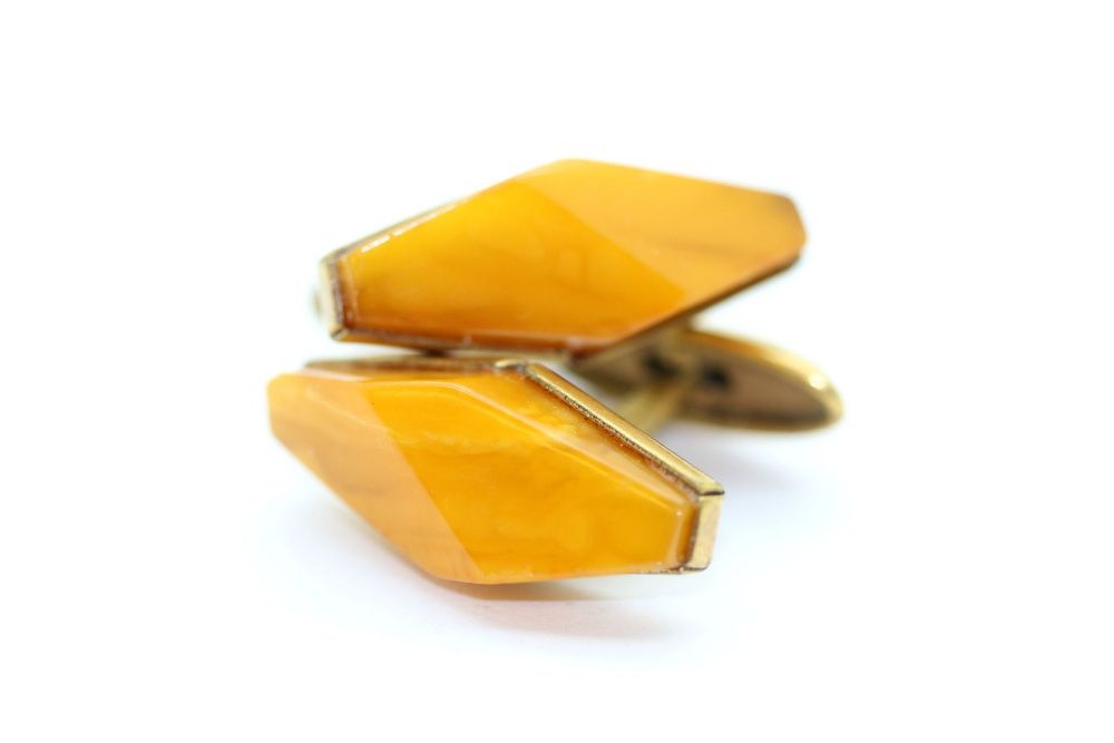 Красивейшие запонки янтарь винтаж СССР в коробочке