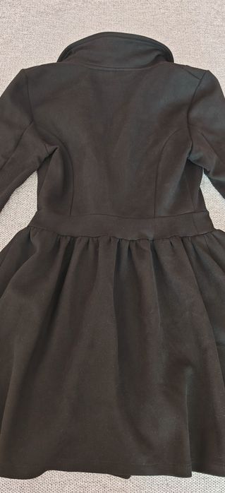 r.XS (r. 158) Płaszcz czarny elastyczny elegancki wiosenny