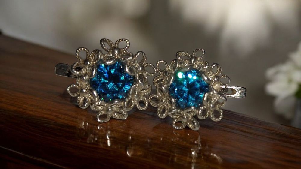 Сережки срібні блакитний камінь