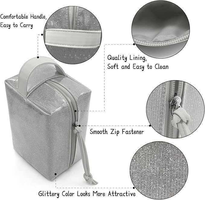 CCUCKY Kosmetyczka - Błyszczące srebro