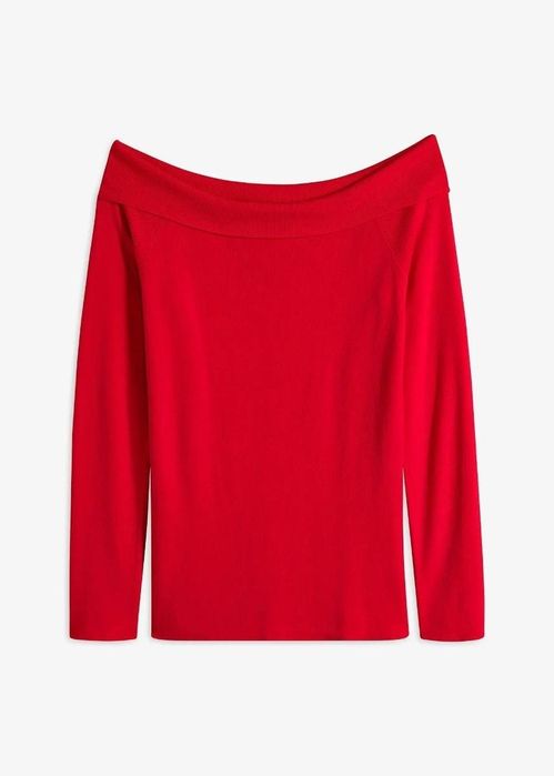 B.P.C sweter carmen dzianinowy czerwony 44/46.